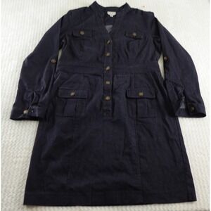 eci L women Roll Tab Long-sleeve 1/2 button denim dress size xl